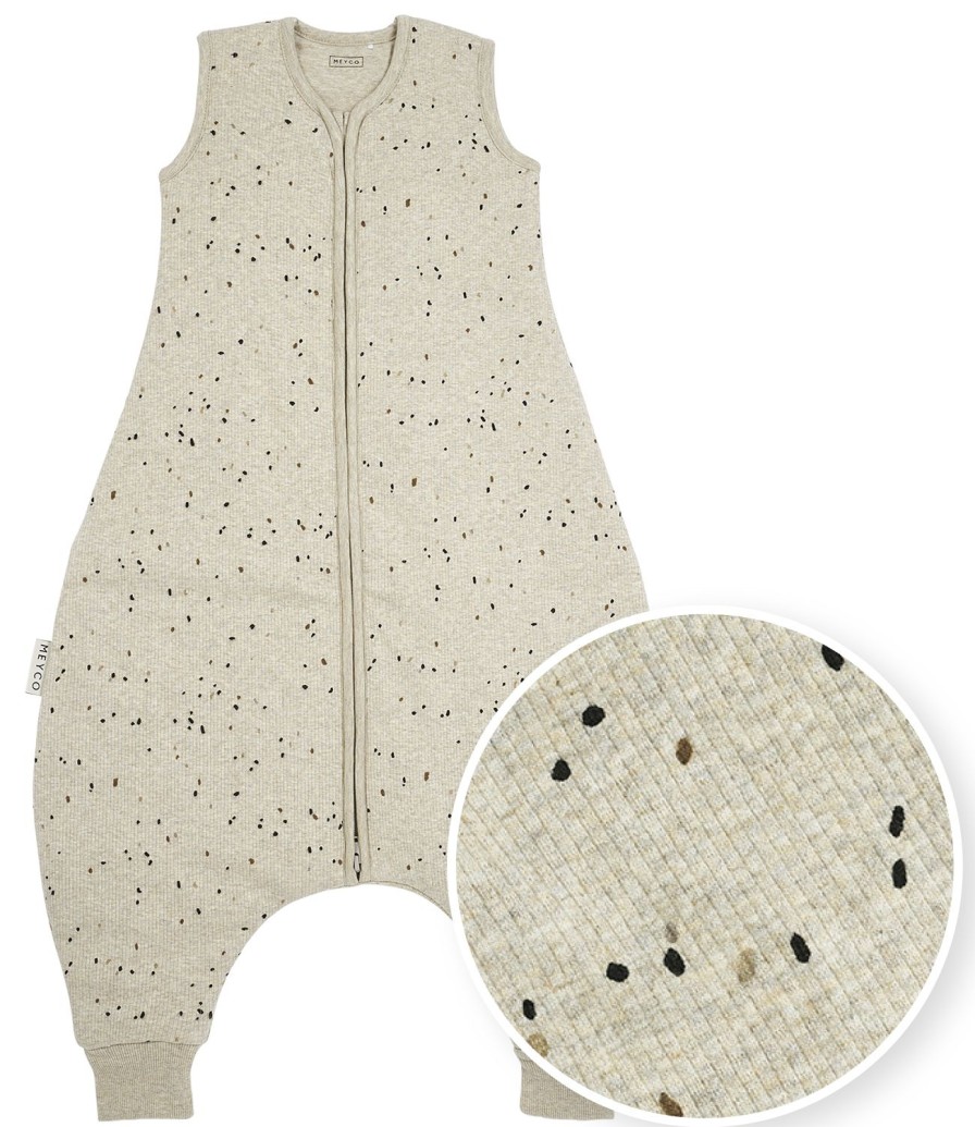 Slapen Meyco Baby | Baby Winter Slaapoverall Jumper Rib Mini Spot - Sand Melange - 104Cm