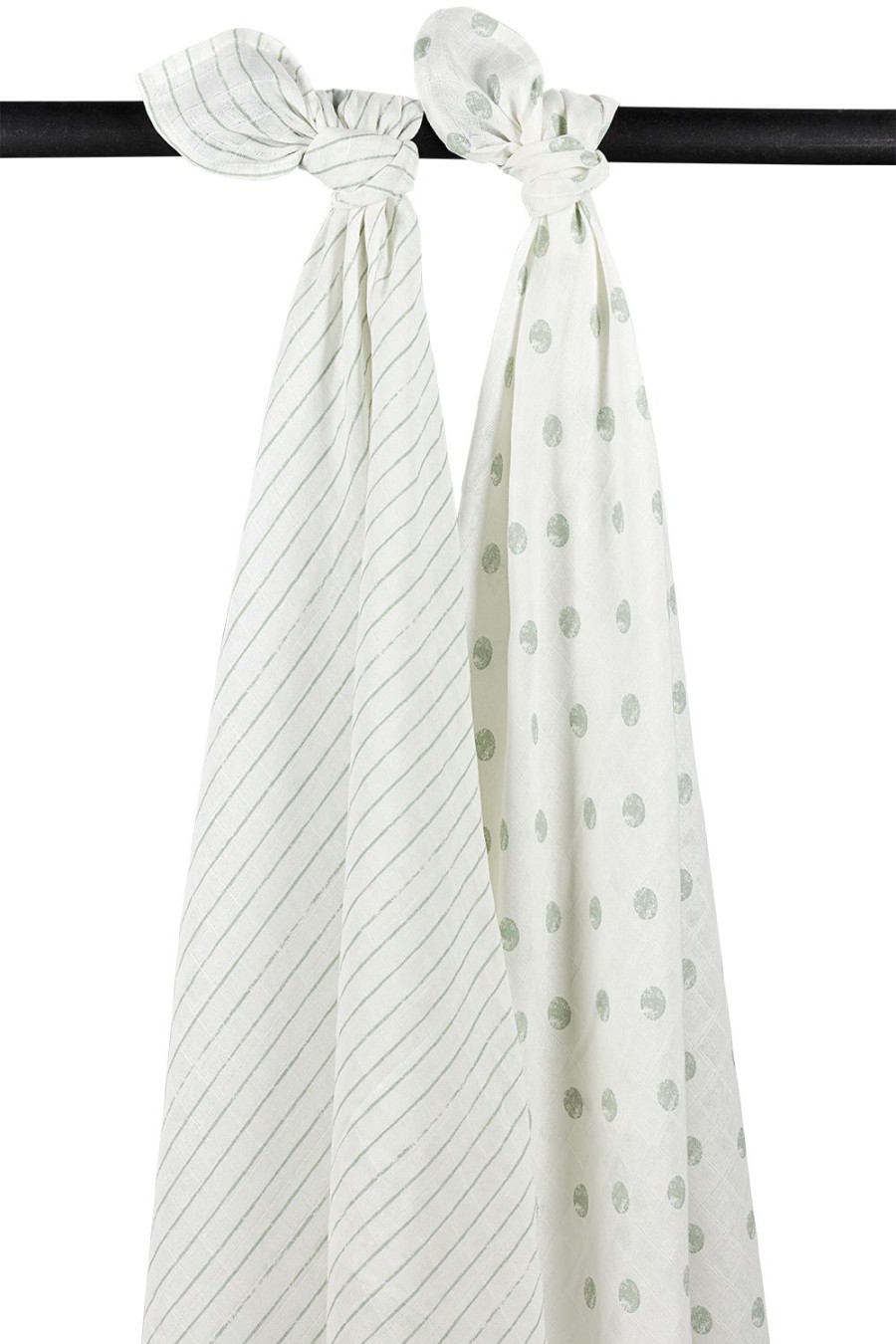 Verzorgen Meyco Baby | Swaddle 2-Pack Hydrofiel Dot Stripe - Soft Green - 120X120Cm