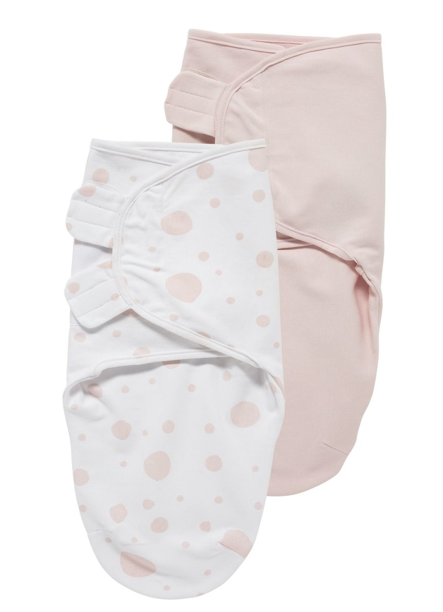 Slapen Meyco Baby | Swaddlemeyco Inbakerdoek 2-Pack Dots/Uni - Pink/Light Pink - 4-6 Maanden