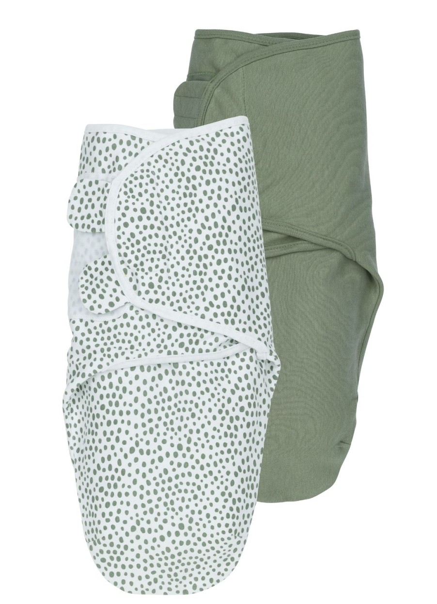 Slapen Meyco Baby | Swaddlemeyco Inbakerdoek 2-Pack Cheetah/Uni - Forest Green - 0-3 Maanden