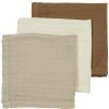 Verzorgen Meyco Baby | Monddoekjes 3-Pack Pre-Washed Hydrofiel Uni - Offwhite/Sand/Toffee - 30X30Cm