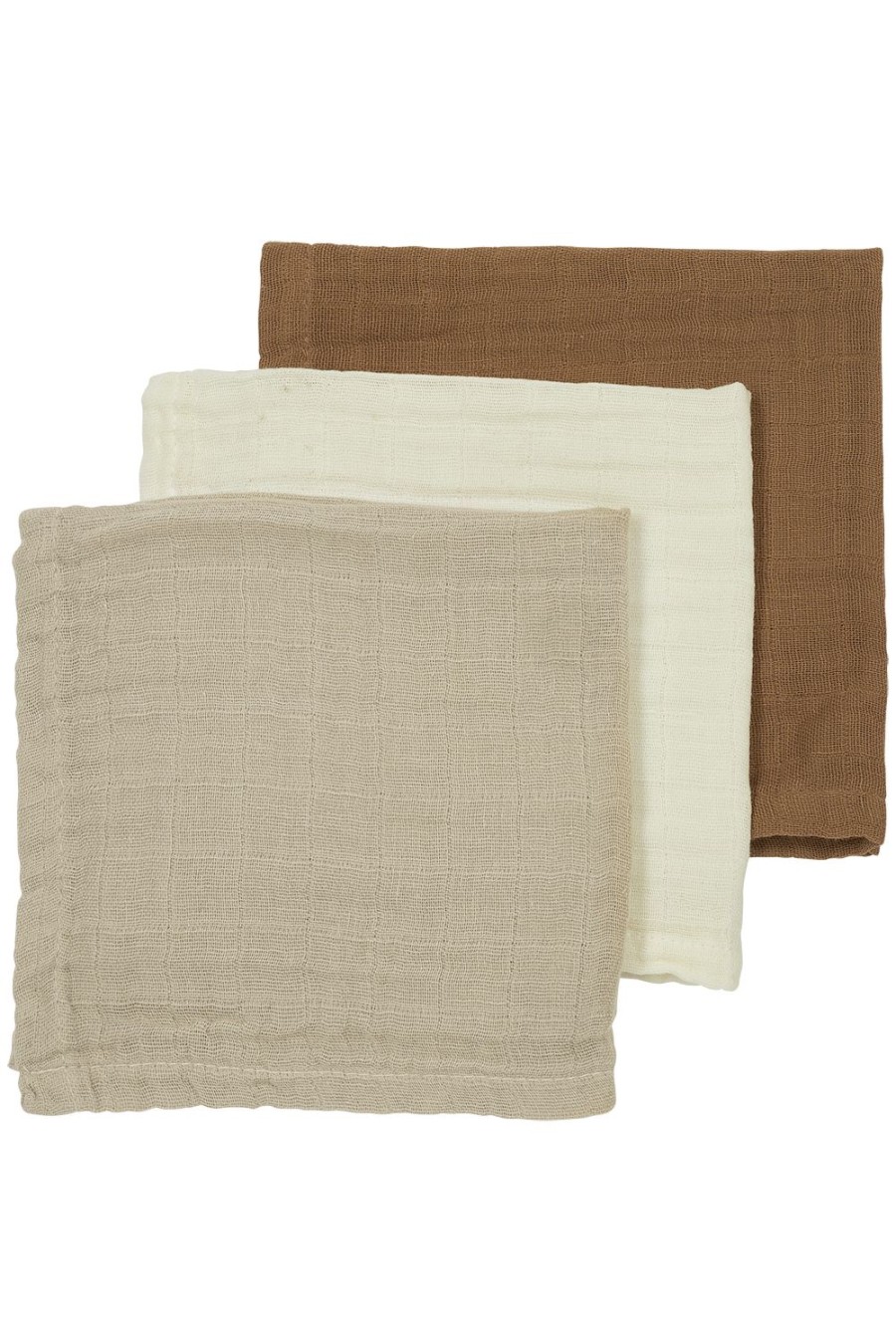 Verzorgen Meyco Baby | Monddoekjes 3-Pack Pre-Washed Hydrofiel Uni - Offwhite/Sand/Toffee - 30X30Cm