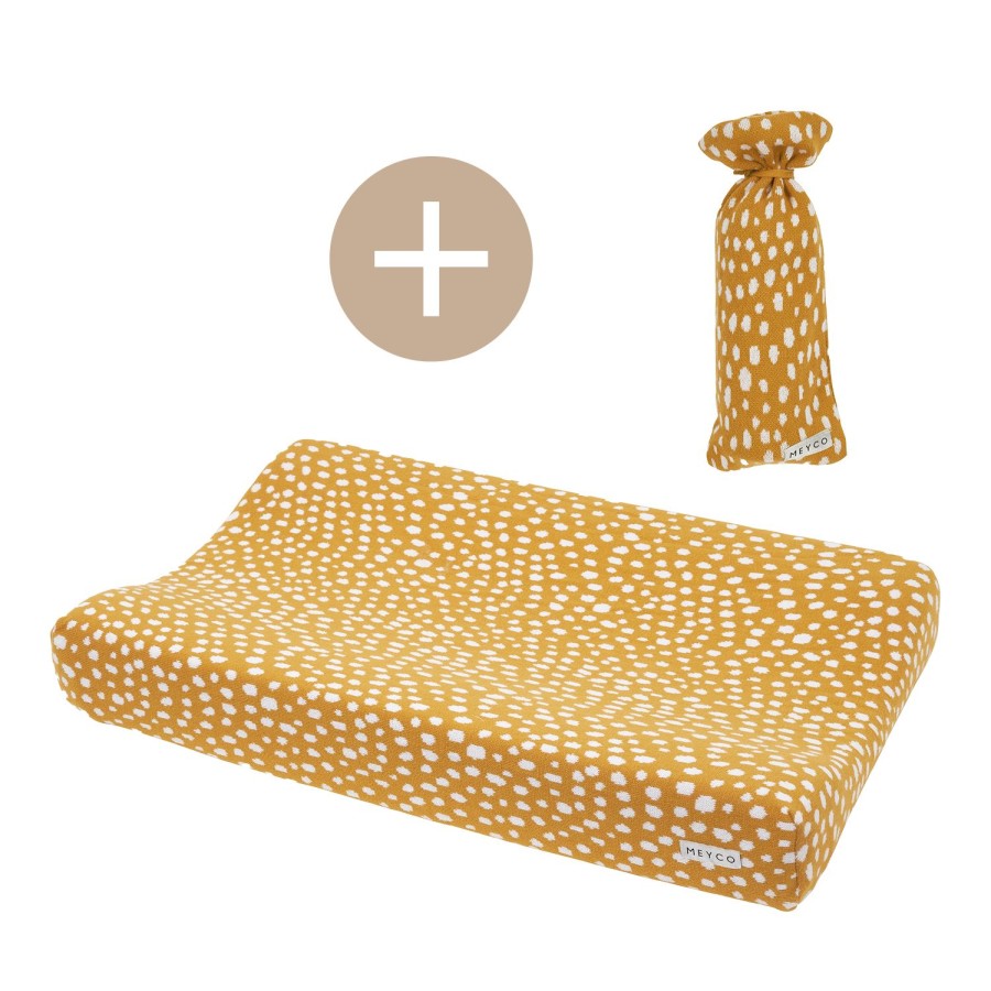 Verzorgen Meyco Baby | Aankleedkussenhoes + Kruikenzak Cheetah - Honey Gold - 50X70Cm