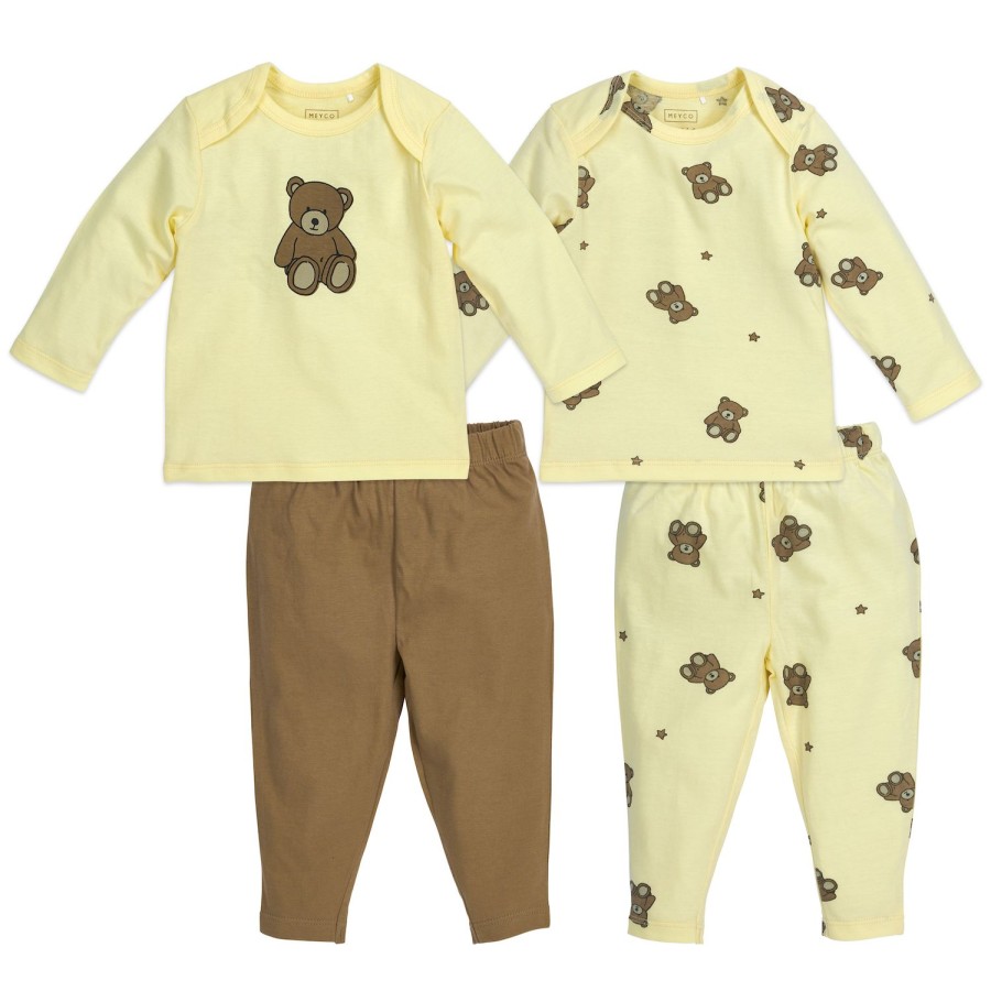 Slapen Meyco Baby | Baby Pyjama 2-Pack Teddy Bear - Soft Yellow - 62/68