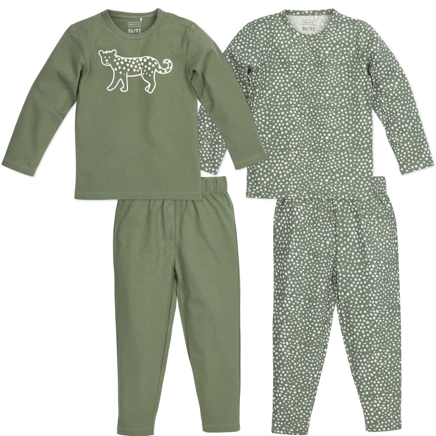 Slapen Meyco Baby | Pyjama 2-Pack Cheetah - Forest Green - 110/116