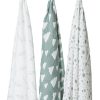 Verzorgen Meyco Baby | Swaddle 3-Pack Hydrofiel Clouds/Dots/Feathers - Stone Green - 120X120Cm