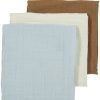 Verzorgen Meyco Baby | Pre-Washed Hydrofiele Doeken 3-Pack Uni - Offwhite/Light Blue/Toffee - 70X70Cm