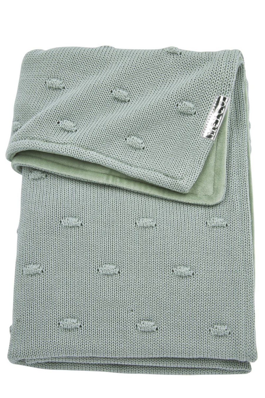 Slapen Meyco Baby | Ledikant Deken Knots Velvet - Stone Green - 100X150Cm