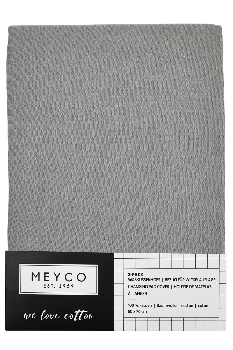 Verzorgen Meyco Baby | Aankleedkussenhoes 2-Pack Uni - Grey - 50X70Cm