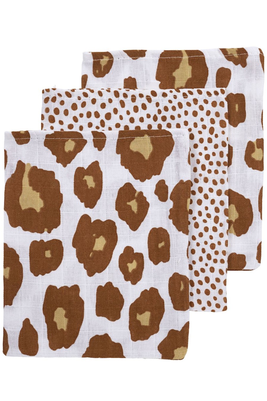 Verzorgen Meyco Baby | Washandjes 3-Pack Hydrofiel Cheetah/Panter - Camel - 20X17Cm