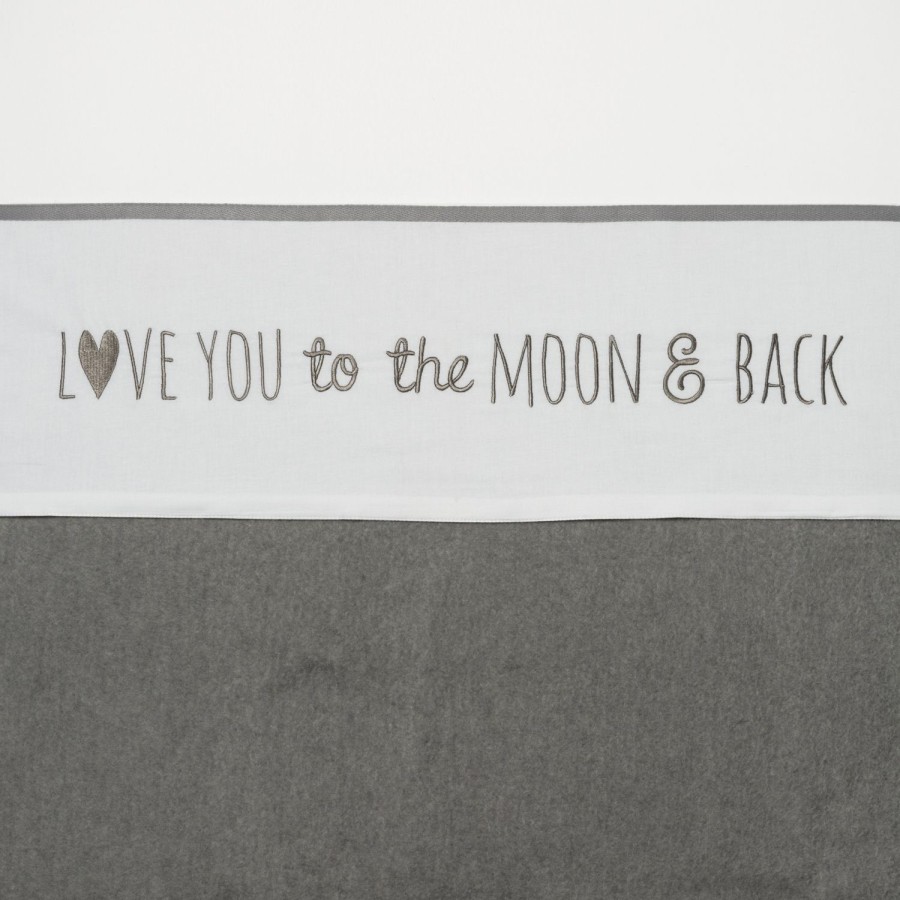 Slapen Meyco Baby | Ledikant Laken Love You To The Moon & Back - Grey - 100X150Cm