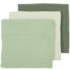 Verzorgen Meyco Baby | Pre-Washed Hydrofiele Doeken 3-Pack Uni - Offwhite/Soft Green/Forest Green - 70X70Cm