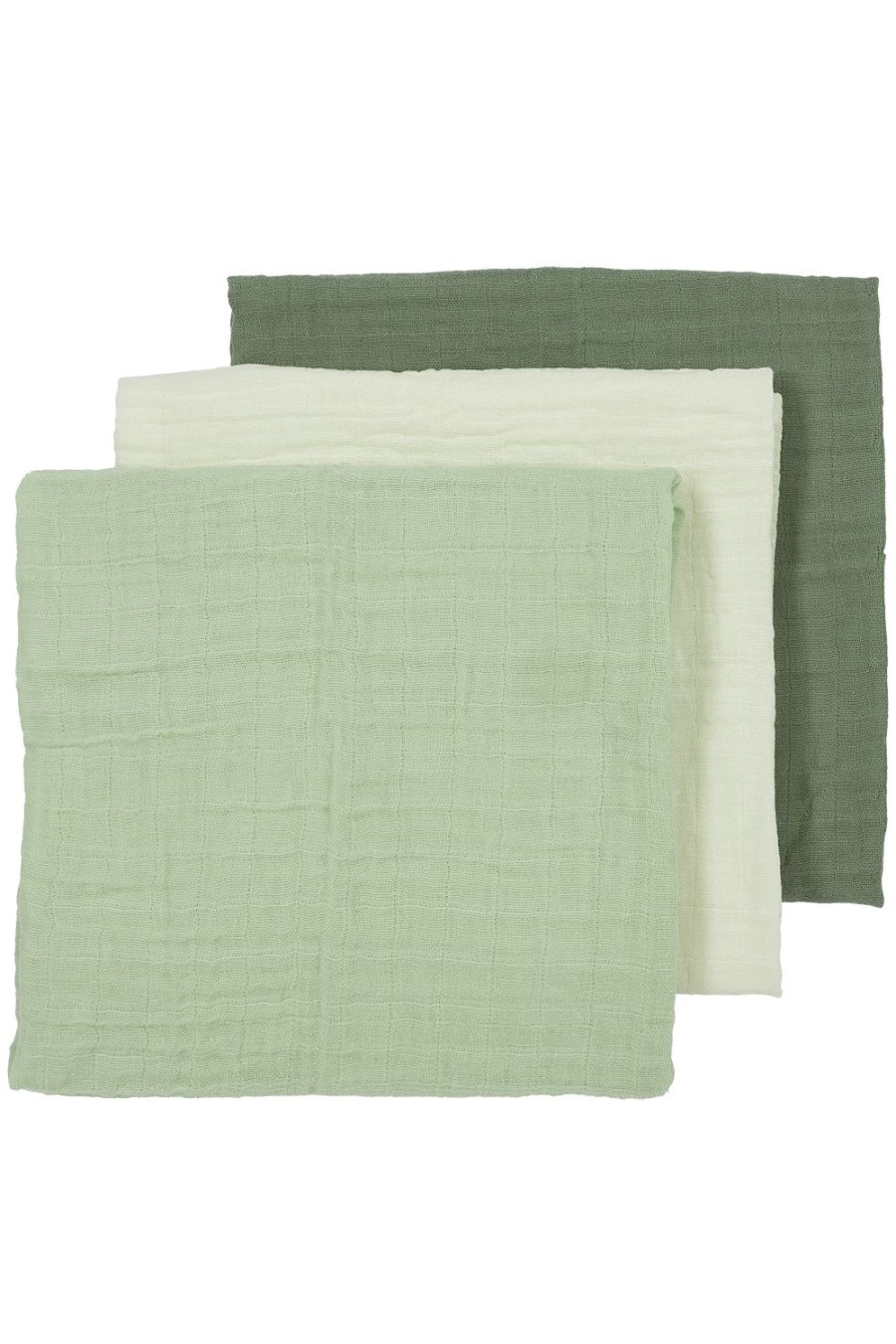 Verzorgen Meyco Baby | Pre-Washed Hydrofiele Doeken 3-Pack Uni - Offwhite/Soft Green/Forest Green - 70X70Cm