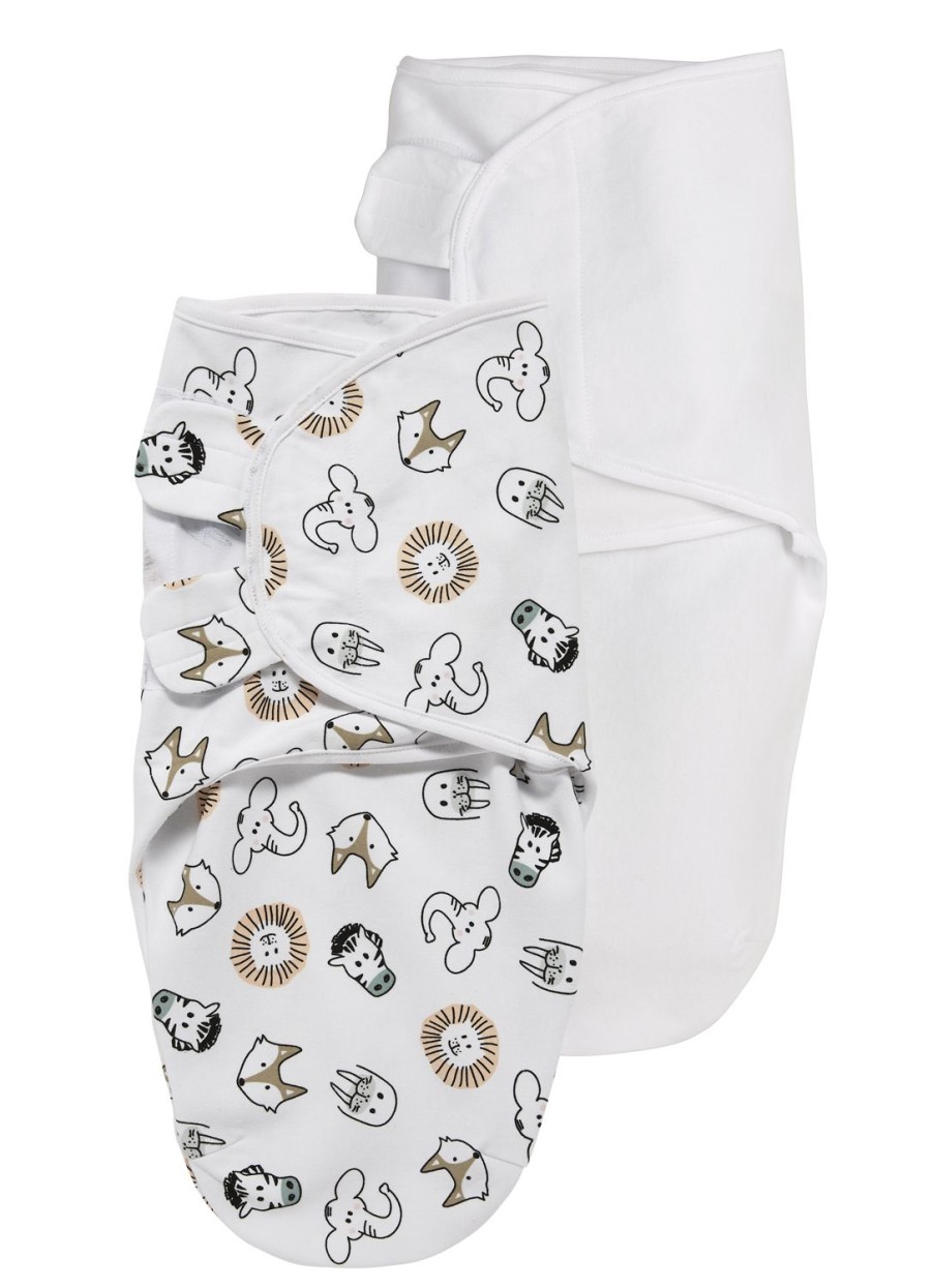 Slapen Meyco Baby | Swaddlemeyco Inbakerdoek 2-Pack Animal/Uni - Multicolour - 0-3 Maanden