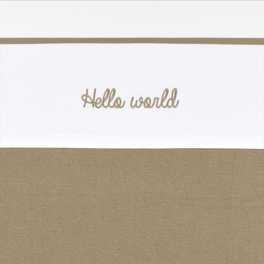 Slapen Meyco Baby | Ledikant Laken Hello World - Taupe - 100X150Cm