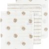 Verzorgen Meyco Baby | Washandjes 3-Pack Hydrofiel Dot Stripe - Sand - 20X17Cm