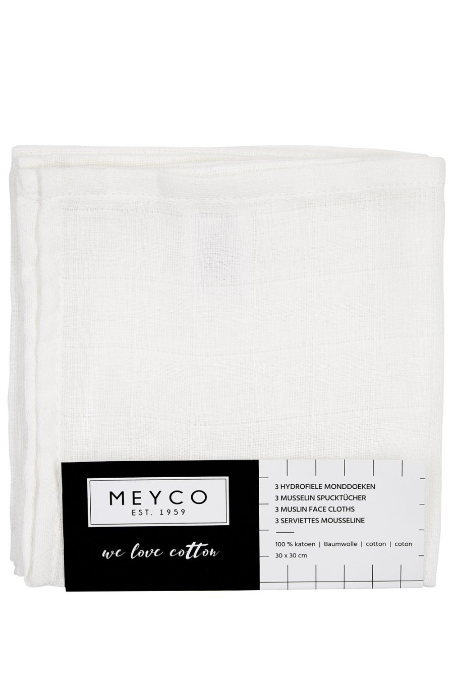 Verzorgen Meyco Baby | Monddoekjes 3-Pack Hydrofiel Uni - White - 30X30Cm