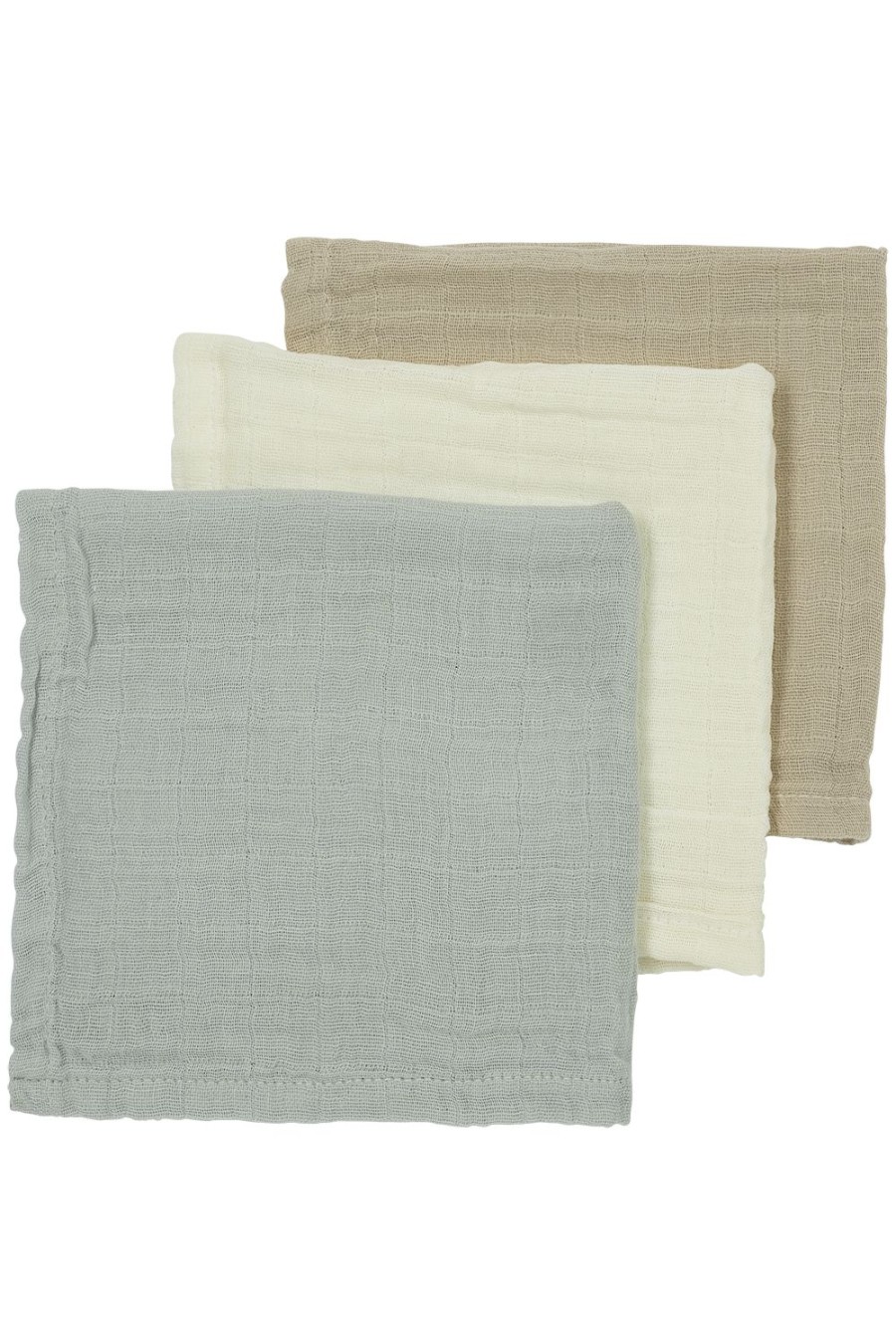 Verzorgen Meyco Baby | Monddoekjes 3-Pack Pre-Washed Hydrofiel Uni - Offwhite/Light Grey/Sand - 30X30Cm