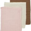 Verzorgen Meyco Baby | Washandjes 3-Pack Pre-Washed Hydrofiel Uni - Offwhite/Soft Pink/Toffee - 20X17Cm