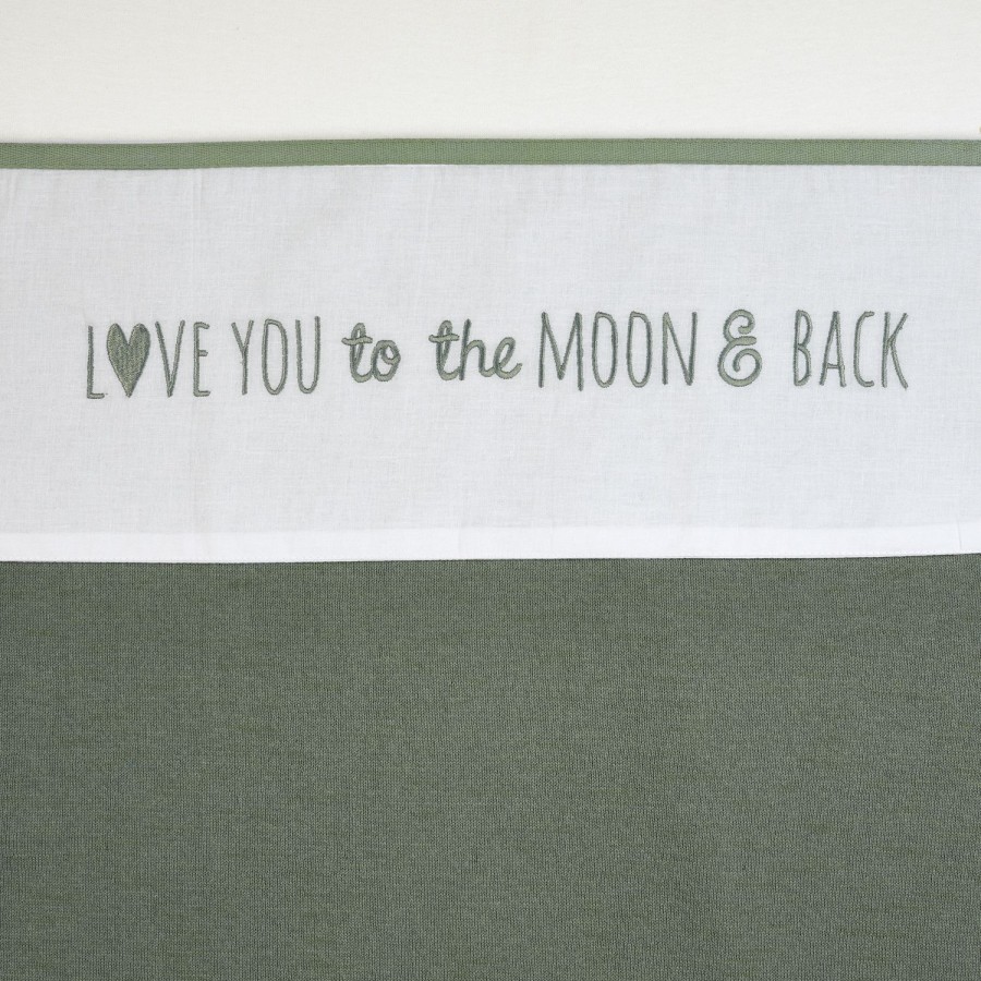 Slapen Meyco Baby | Ledikant Laken Love You To The Moon & Back - Forest Green - 100X150Cm