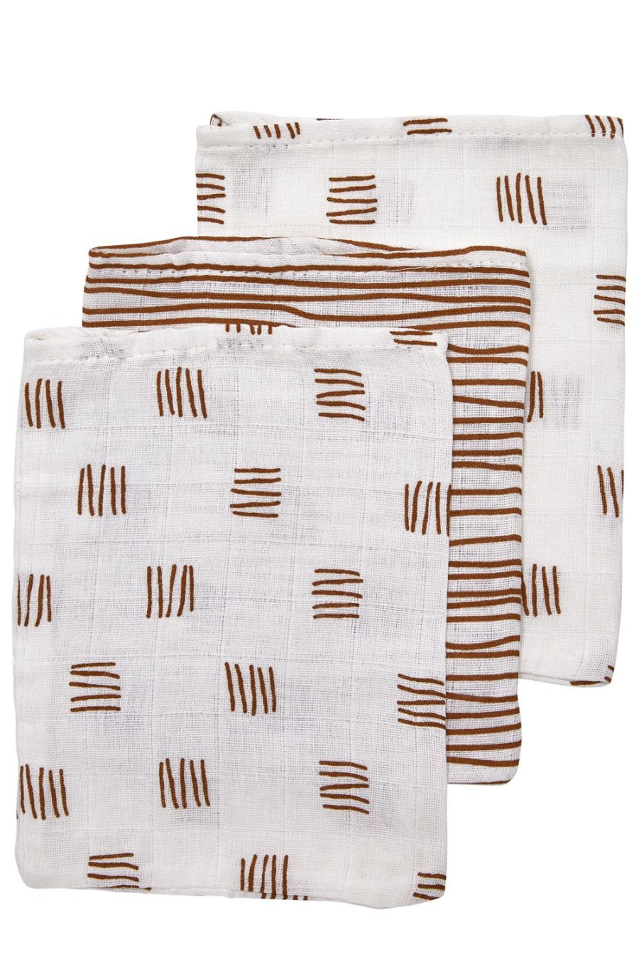 Verzorgen Meyco Baby | Washandjes 3-Pack Hydrofiel Block Stripe - Camel - 20X17Cm