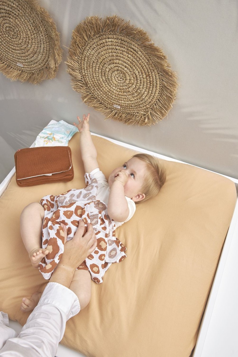 Verzorgen Meyco Baby | Aankleedkussenhoes 2-Pack Uni - Warm Sand - 85X75Cm