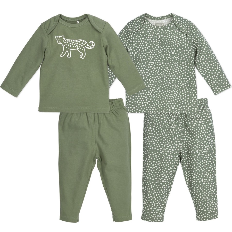 Slapen Meyco Baby | Baby Pyjama 2-Pack Cheetah - Forest Green - 74/80