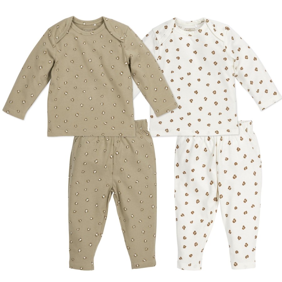 Slapen Meyco Baby | Baby Pyjama 2-Pack Mini Panther - Offwhite/Sand - 50/56