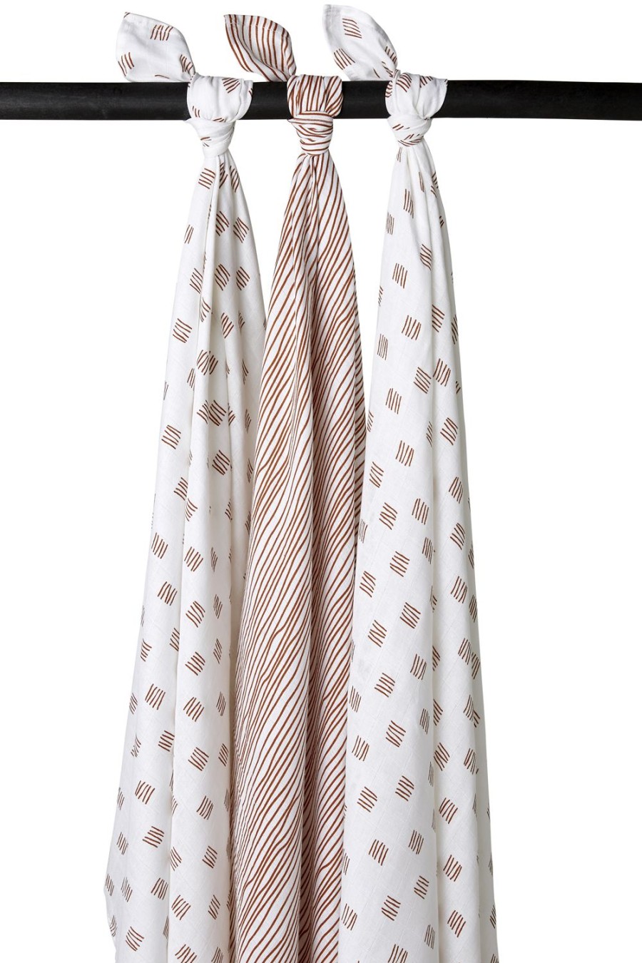 Verzorgen Meyco Baby | Swaddle 3-Pack Hydrofiel Block Stripe - Camel - 120X120Cm