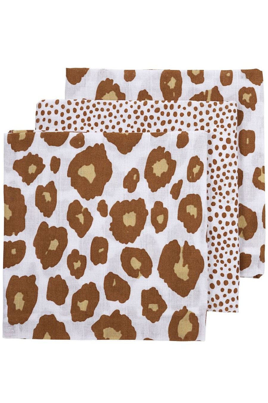 Verzorgen Meyco Baby | Hydrofiele Doeken 3-Pack Cheetah/Panter - Camel - 70X70Cm