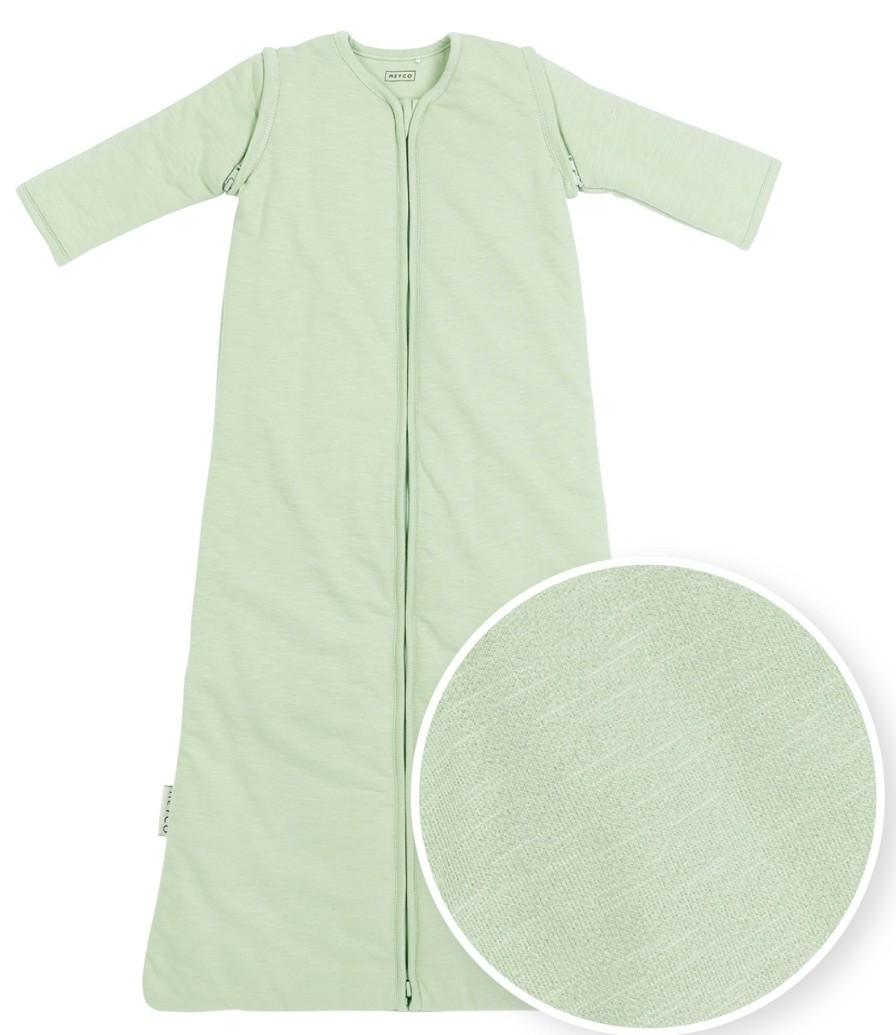 Slapen Meyco Baby | Baby Slaapzak Met Afritsbare Mouwen Slub - Soft Green - 110Cm