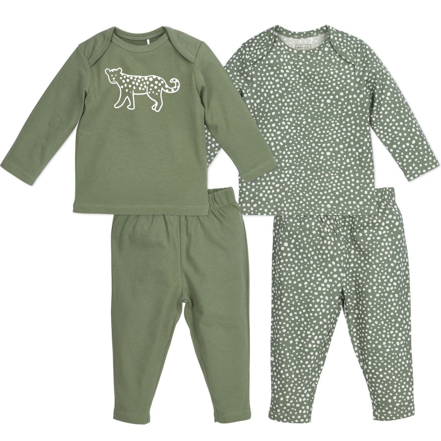 Slapen Meyco Baby | Baby Pyjama 2-Pack Cheetah - Forest Green - 50/56