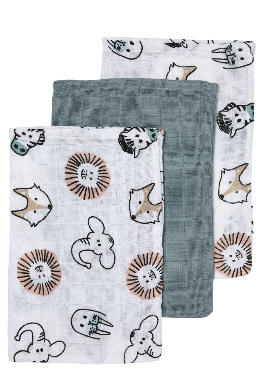 Verzorgen Meyco Baby | Washandjes 3-Pack Hydrofiel Animal - Multicolour - 20X17Cm