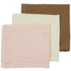 Verzorgen Meyco Baby | Monddoekjes 3-Pack Pre-Washed Hydrofiel Uni - Offwhite/Soft Pink/Toffee - 30X30Cm