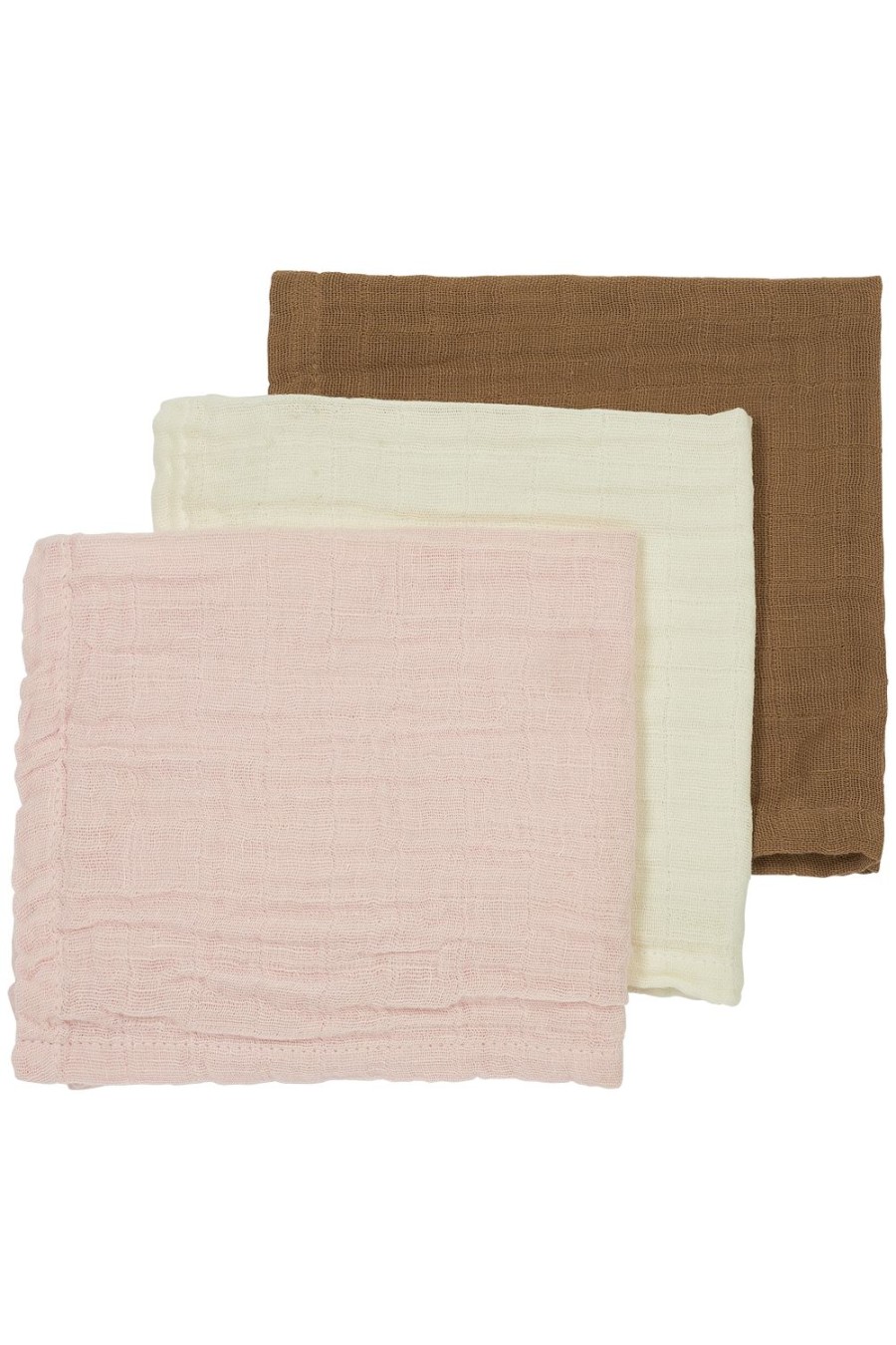 Verzorgen Meyco Baby | Monddoekjes 3-Pack Pre-Washed Hydrofiel Uni - Offwhite/Soft Pink/Toffee - 30X30Cm