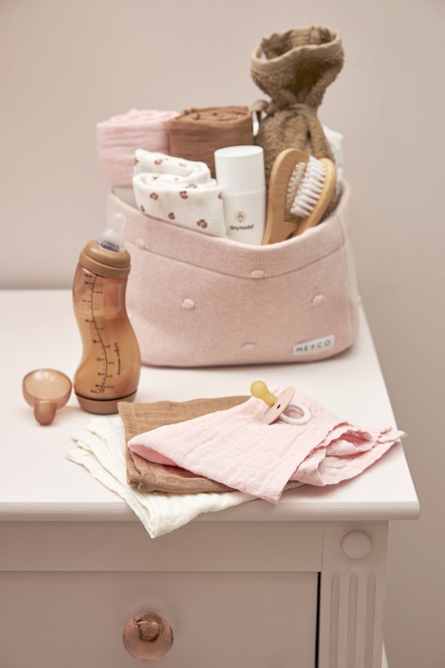 Verzorgen Meyco Baby | Monddoekjes 3-Pack Pre-Washed Hydrofiel Uni - Offwhite/Soft Pink/Toffee - 30X30Cm