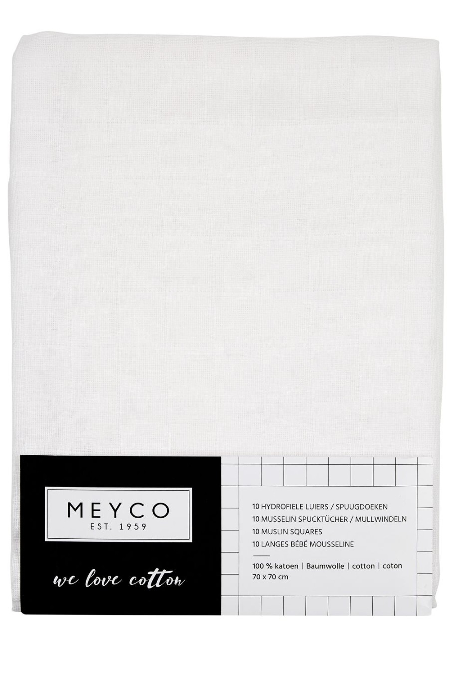 Verzorgen Meyco Baby | Hydrofiele Doeken 10-Pack Uni - White - 70X70Cm