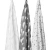 Verzorgen Meyco Baby | Swaddle 3-Pack Hydrofiel Clouds/Dots/Feathers - Grey - 120X120Cm