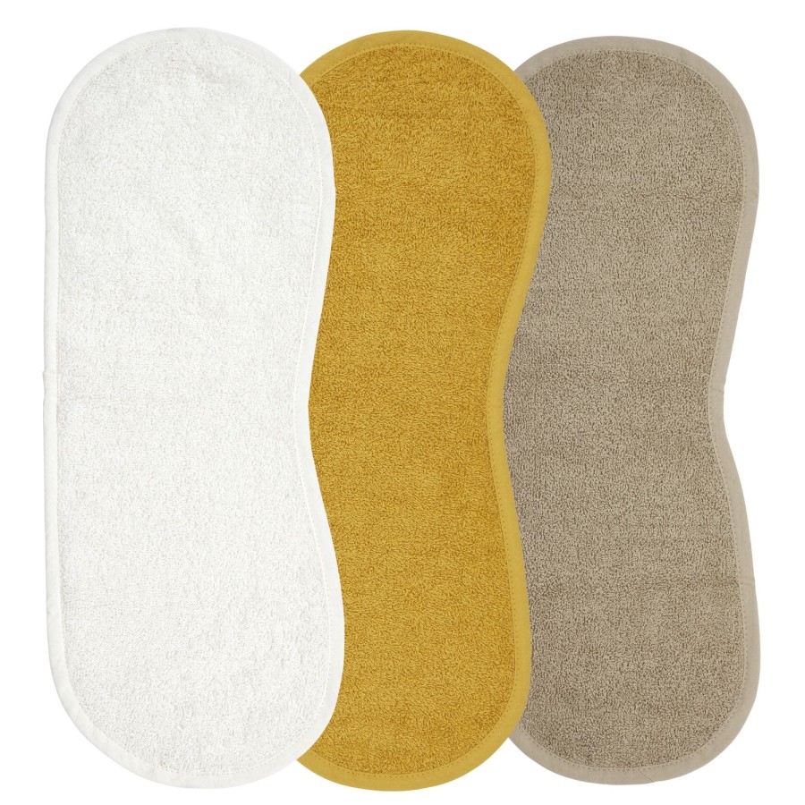 Verzorgen Meyco Baby | Spuugdoek 3-Pack Badstof Uni - Offwhite/Honey Gold/Taupe - 53X20Cm