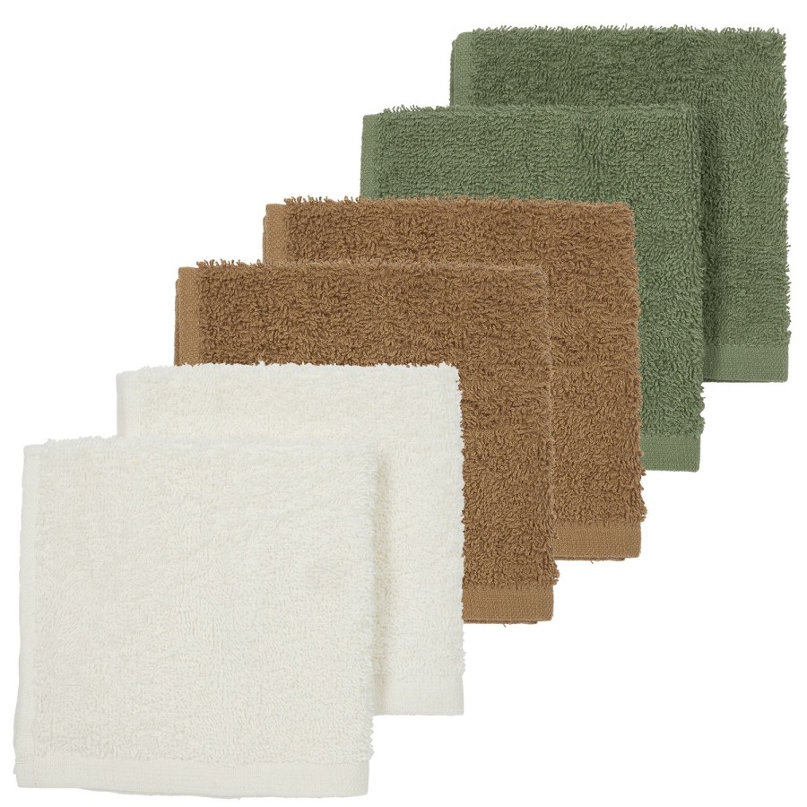 Verzorgen Meyco Baby | Monddoekjes 6-Pack Badstof Uni - Offwhite/Toffee/Forest Green - 30X30Cm