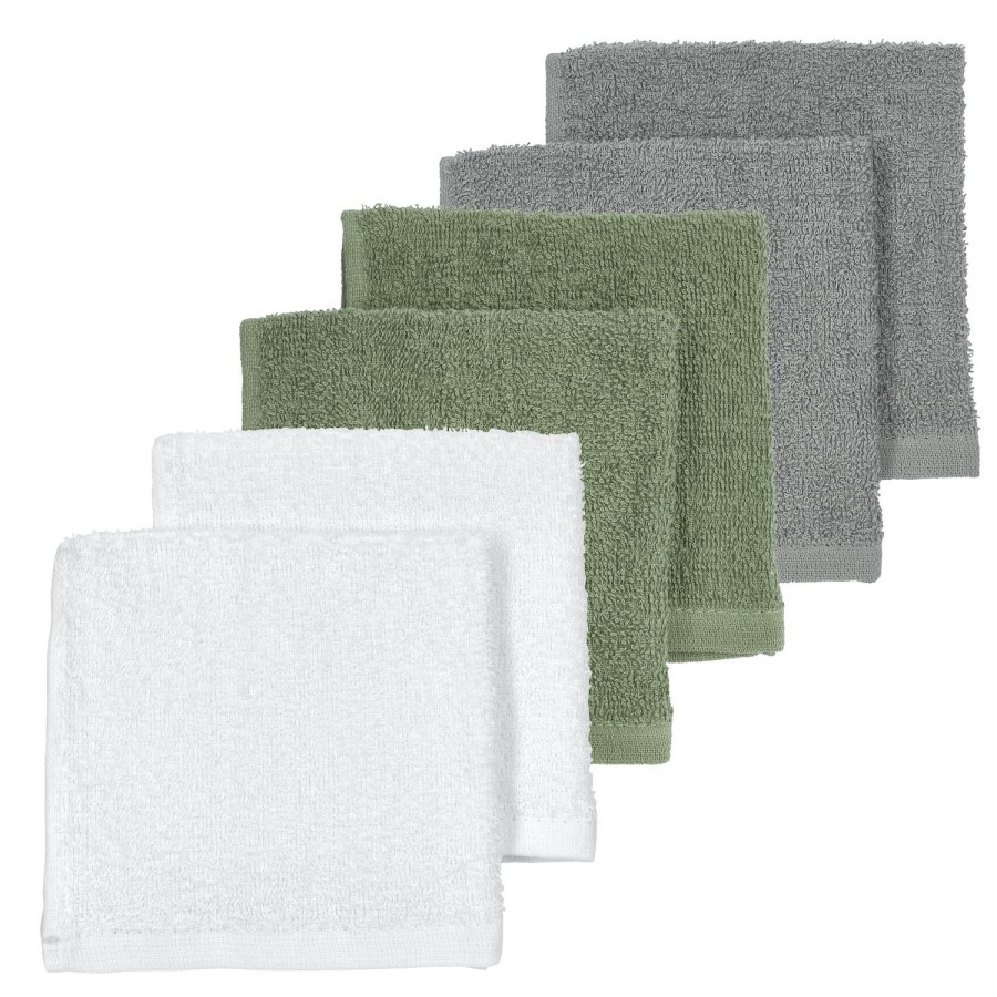 Verzorgen Meyco Baby | Monddoekjes 6-Pack Badstof Uni - White/Forest Green/Grey - 30X30Cm