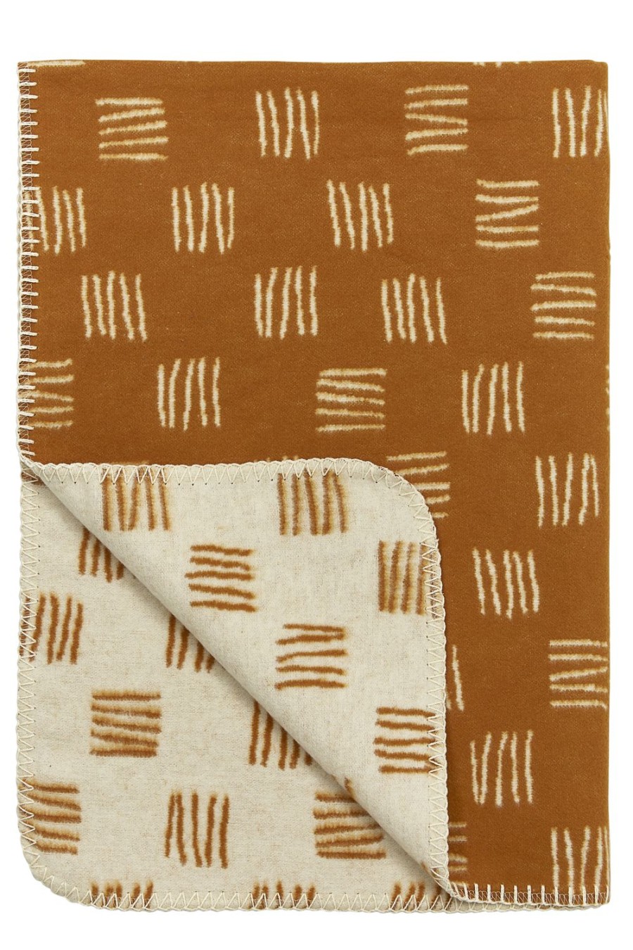 Slapen Meyco Baby | Ledikant Deken Block Stripe - Camel/Offwhite - 120X150Cm