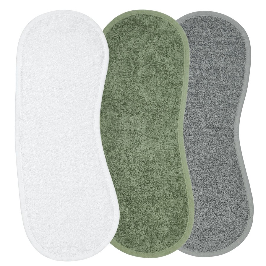 Verzorgen Meyco Baby | Spuugdoek 3-Pack Badstof Uni - White/Forest Green/Grey - 53X20Cm