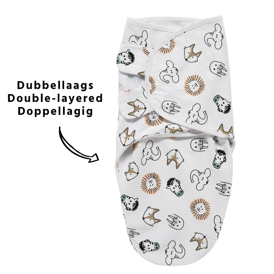 Slapen Meyco Baby | Swaddlemeyco Inbakerdoek Dubbellaags Animal - Multicolour - 0-3 Maanden