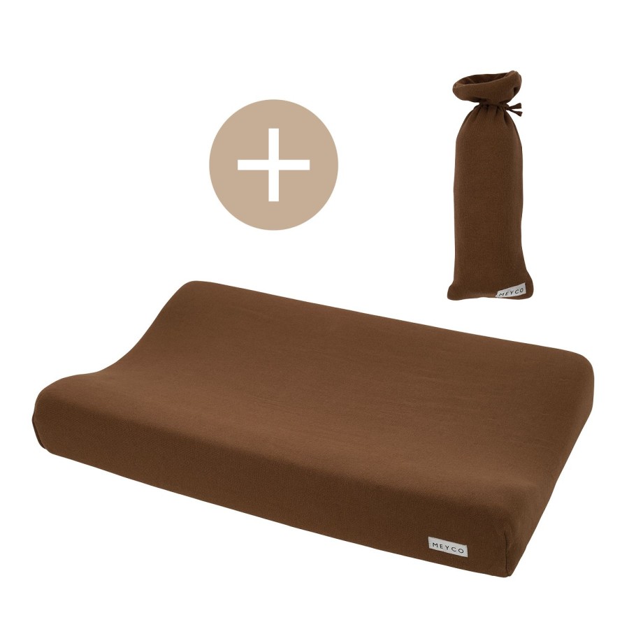 Verzorgen Meyco Baby | Aankleedkussenhoes + Kruikenzak Knit Basic - Chocolate - 50X70Cm