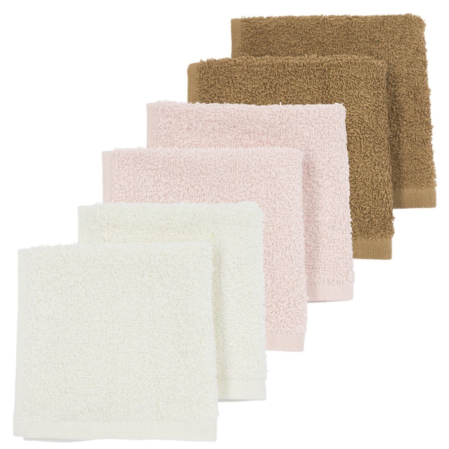 Verzorgen Meyco Baby | Monddoekjes 6-Pack Badstof Uni - Offwhite/Soft Pink/Toffee - 30X30Cm