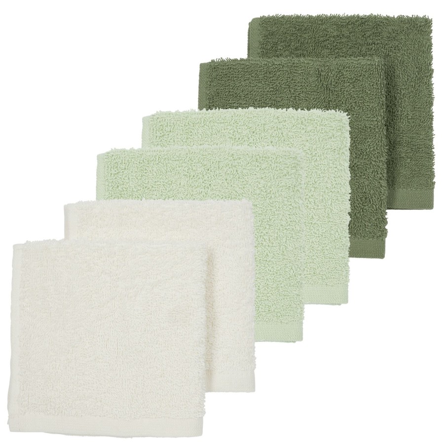 Verzorgen Meyco Baby | Monddoekjes 6-Pack Badstof Uni - Offwhite/Soft Green/Forest Green - 30X30Cm