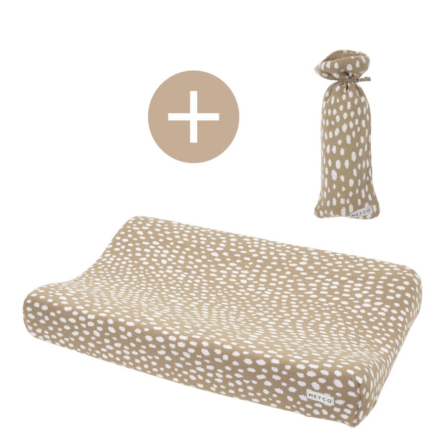 Verzorgen Meyco Baby | Aankleedkussenhoes + Kruikenzak Cheetah - Taupe - 50X70Cm