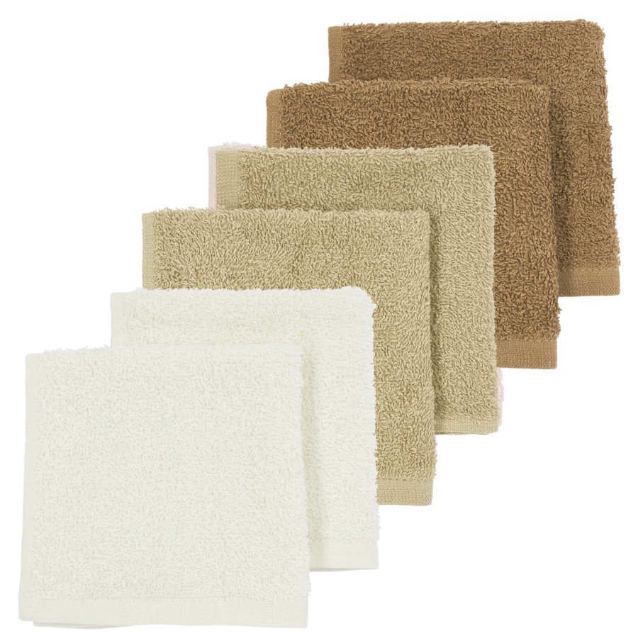 Verzorgen Meyco Baby | Monddoekjes 6-Pack Badstof Uni - Offwhite/Sand/Toffee - 30X30Cm