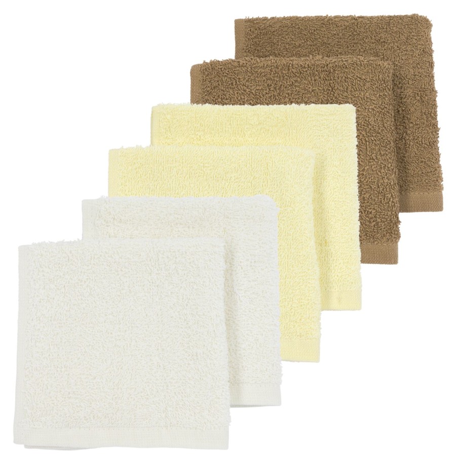 Verzorgen Meyco Baby | Monddoekjes 6-Pack Badstof Uni - Offwhite/Soft Yellow/Toffee - 30X30Cm